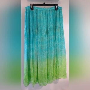 Coldwater Creek Skirt PXL Seafoam & Neon Green